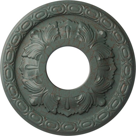 Ekena Millwork Leaf Ceiling Medallion (Canopies up to 4 3/4"), 11 3/8"OD x 3 5/8"ID x 1 1/8"P, Cloud Burst Crackle CM11LFCBC